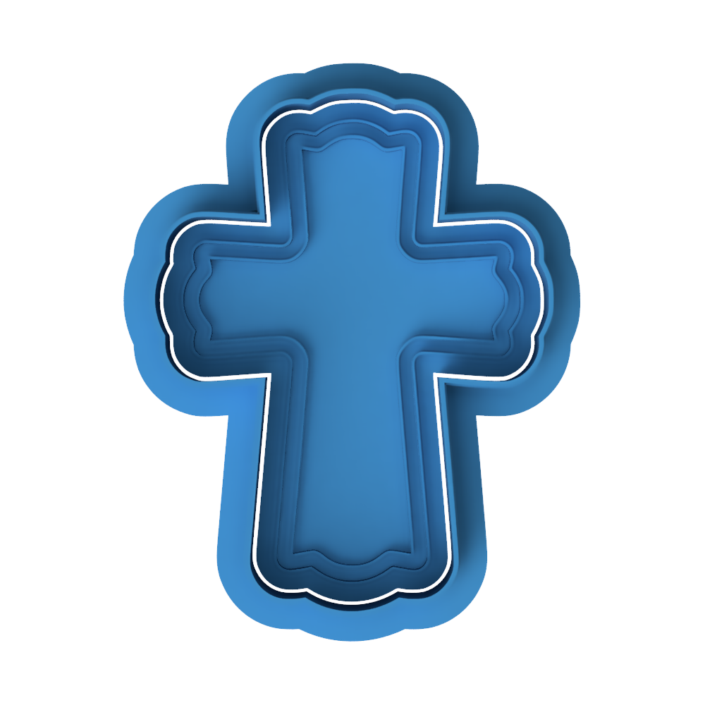 Ornate Cross Cookie Cutter and Embosser | Religious Celebration & Baptism Baking Tool