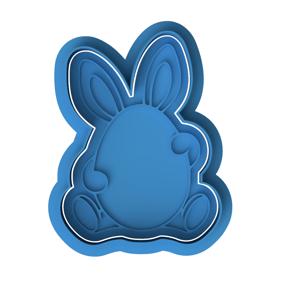 Bunny Holding Easter Egg Cookie Cutter and Embosser | Spring Holiday Baking Tool