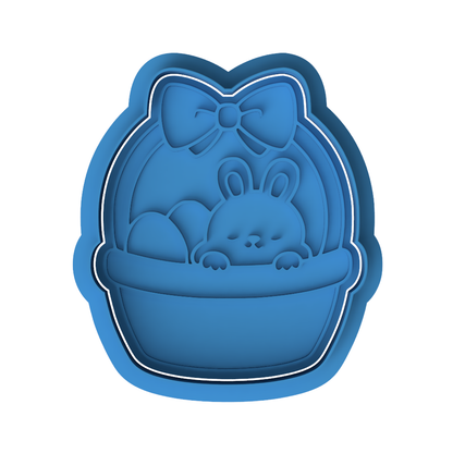Easter Bunny in Basket with Bow Cookie Cutter and Embosser Set – Easter Collection