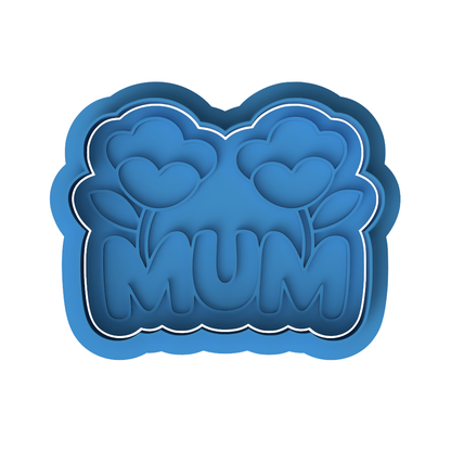 MUM Floral Bubble Text Mother's Day Cookie Cutter and Embosser Set