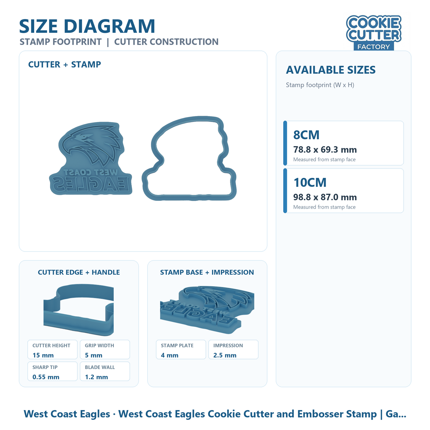 West Coast Eagles Cookie Cutter and Embosser Stamp | Game Day, Footy Fan, Grand Final
