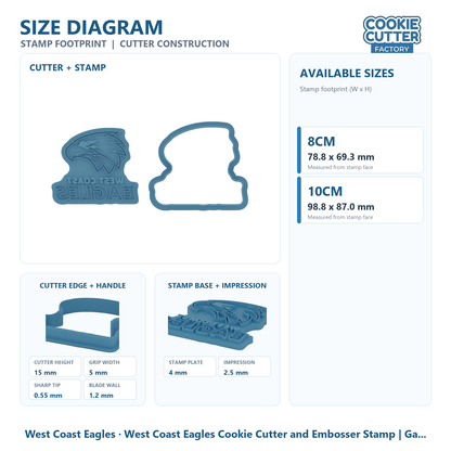 West Coast Eagles Cookie Cutter and Embosser Stamp | Game Day, Footy Fan, Grand Final