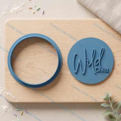 Wild Child Cookie Cutter and Embosser Stamp Set | Kids Birthday, Boho Baby Shower, Script Font