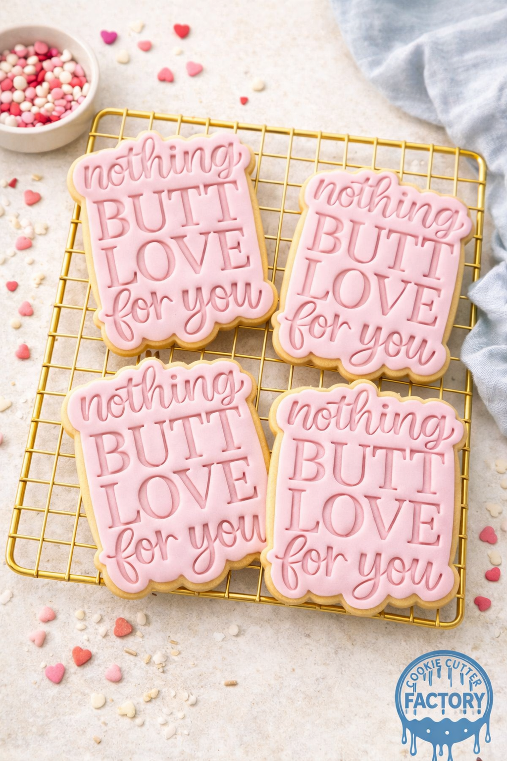 Nothing Butt Love For You Cookie Cutter and Embosser Stamp | Funny Valentine's Text, Cheeky Quote