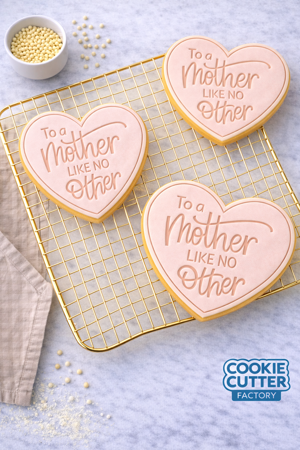 To a Mother Like No Other Heart Cookie Cutter and Embosser Set – Mother's Day Collection