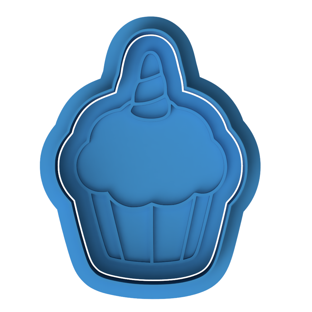 Unicorn Cupcake Cookie Cutter & Embosser – Magical Birthday Party Cookie Design