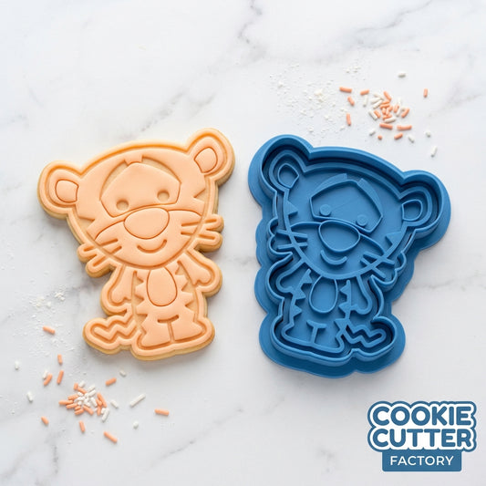 Tigger Style Tiger Character Cookie Cutter and Embosser Set – Classic Nursery Baking Tool