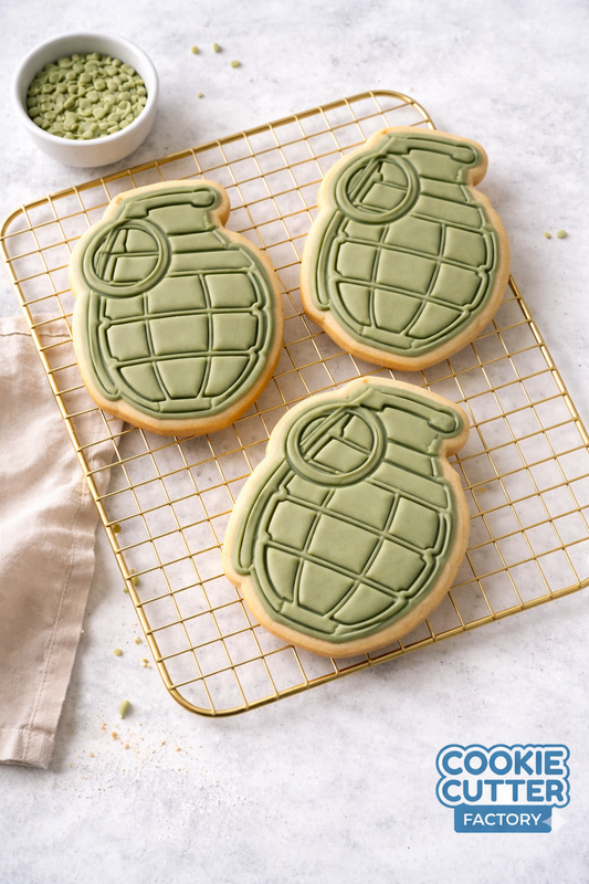 Hand Grenade Cookie Cutter and Embosser Set – Military Series