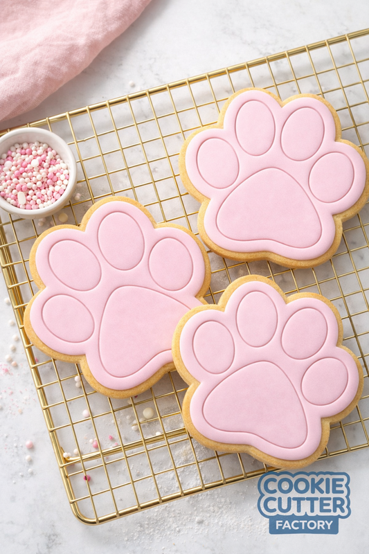Paw Print Cookie Cutter and Embosser Set – Puppy Dog and Cat Party Baking Tool