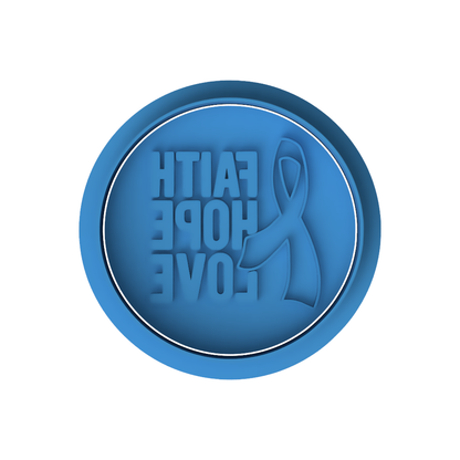 Faith Hope Love Ribbon Cookie Cutter and Embosser Stamp | Breast Cancer Awareness, Support Quote