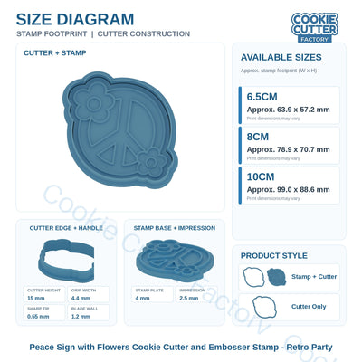 Peace Sign with Flowers Cookie Cutter and Embosser Stamp - Retro Party | CCF_APPROVED_MEDIA_V1:3:23ab3272de9d3de3fba6678d130e0ad87a591f76d40e85472fee2a9b03750130