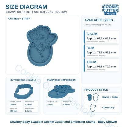 Cowboy Baby Swaddle Cookie Cutter and Embosser Stamp - Baby Shower | CCF_APPROVED_MEDIA_V1:3:5a4b5f89c6392219be369a3750e931f1b45a38778dd875588bbf69b05a346c96