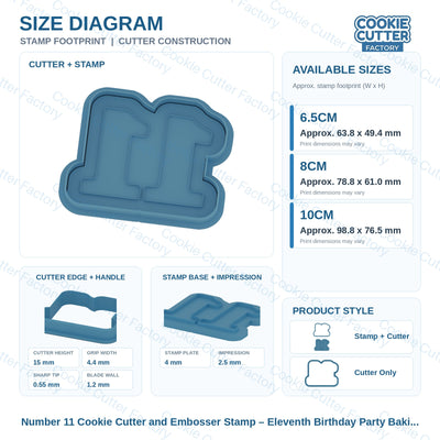 Number 11 Cookie Cutter and Embosser Stamp – Eleventh Birthday Party Baking | CCF_APPROVED_MEDIA_V1:3:7c0409a658934f8fd7cfb5f8202460c4631794d652b11393a88cae62de1a83e0