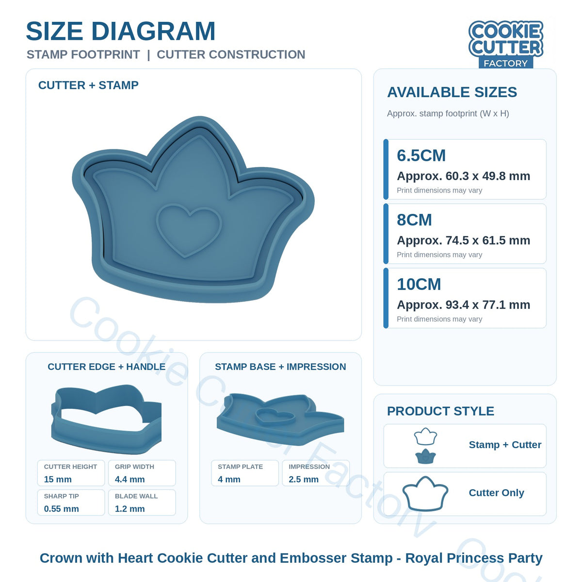 Crown with Heart Cookie Cutter and Embosser Stamp - Royal Princess Party | CCF_APPROVED_MEDIA_V1:3:dba9c38f47b1b5dffa75f2a6644d779cf3601a8b740f84d8da04dfa509212474