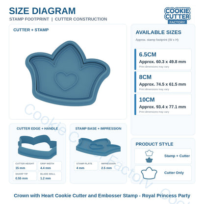Crown with Heart Cookie Cutter and Embosser Stamp - Royal Princess Party | CCF_APPROVED_MEDIA_V1:3:dba9c38f47b1b5dffa75f2a6644d779cf3601a8b740f84d8da04dfa509212474