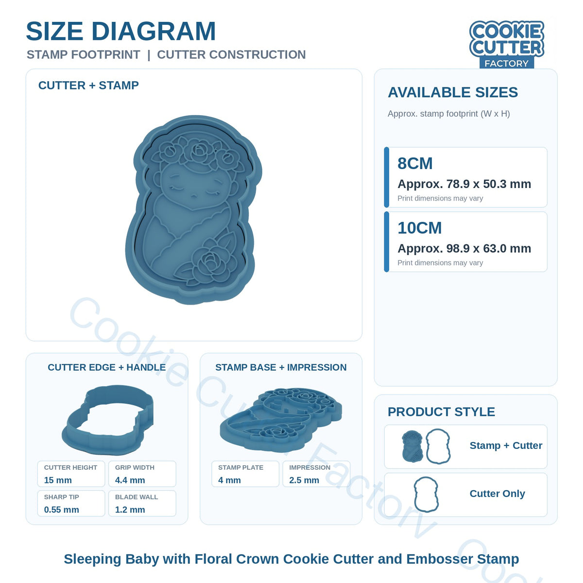 Sleeping Baby with Floral Crown Cookie Cutter and Embosser Stamp | CCF_APPROVED_MEDIA_V1:3:682652f12a2b92e8713d7b4b2e02eb84ace3c8712be29db5a3b8a82507f42095