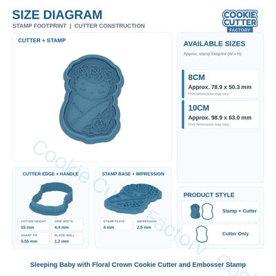 Sleeping Baby with Floral Crown Cookie Cutter and Embosser Stamp | CCF_APPROVED_MEDIA_V1:3:682652f12a2b92e8713d7b4b2e02eb84ace3c8712be29db5a3b8a82507f42095