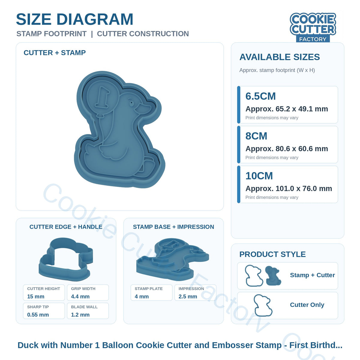 Duck with Number 1 Balloon Cookie Cutter and Embosser Stamp - First Birthday | CCF_APPROVED_MEDIA_V1:3:19af3f60b131b8349959fc43d2b116be7946918b4d4bd494685547a77b89fb6f