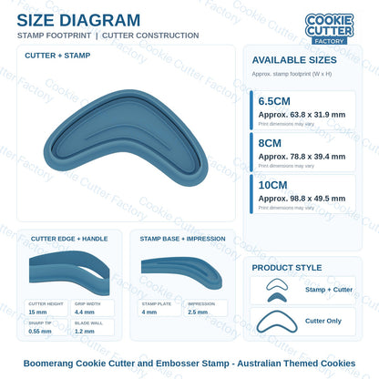 Boomerang Cookie Cutter and Embosser Stamp - Australian Themed Cookies | CCF_APPROVED_MEDIA_V1:3:ef5d5c78331e48c6aa5a1b7b4c043d96a782de80568294ddde52f27ef4ded591