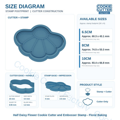 Half Daisy Flower Cookie Cutter and Embosser Stamp - Floral Baking | CCF_APPROVED_MEDIA_V1:3:6a27528d376e32cab6f44525d687bf250cafc8da0b23eeccbc68fb4dfe00c150