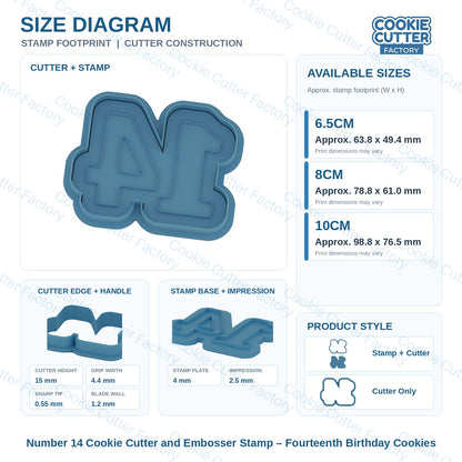Number 14 Cookie Cutter and Embosser Stamp – Fourteenth Birthday Cookies | CCF_APPROVED_MEDIA_V1:3:821d992e6da8fd11be6135d127b68f6003736e0f57b40d6984e2f7bd1bc56179