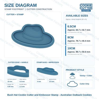 Bush Hat Cookie Cutter and Embosser Stamp - Australian Outback Cookies | CCF_APPROVED_MEDIA_V1:3:e141b89c1223c31cc96e4ff8a7d81c91457a24403952e01dc8f10c73ccb67f09