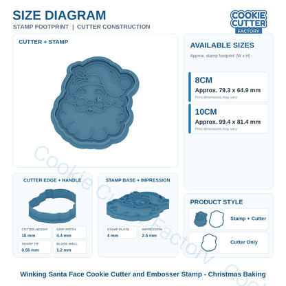 Winking Santa Face Cookie Cutter and Embosser Stamp - Christmas Baking | CCF_APPROVED_MEDIA_V1:3:1e4c346cdc51ce3a48970ae409cbabf007dbbb2dc6e25c10fad8e2e968a8a4b0