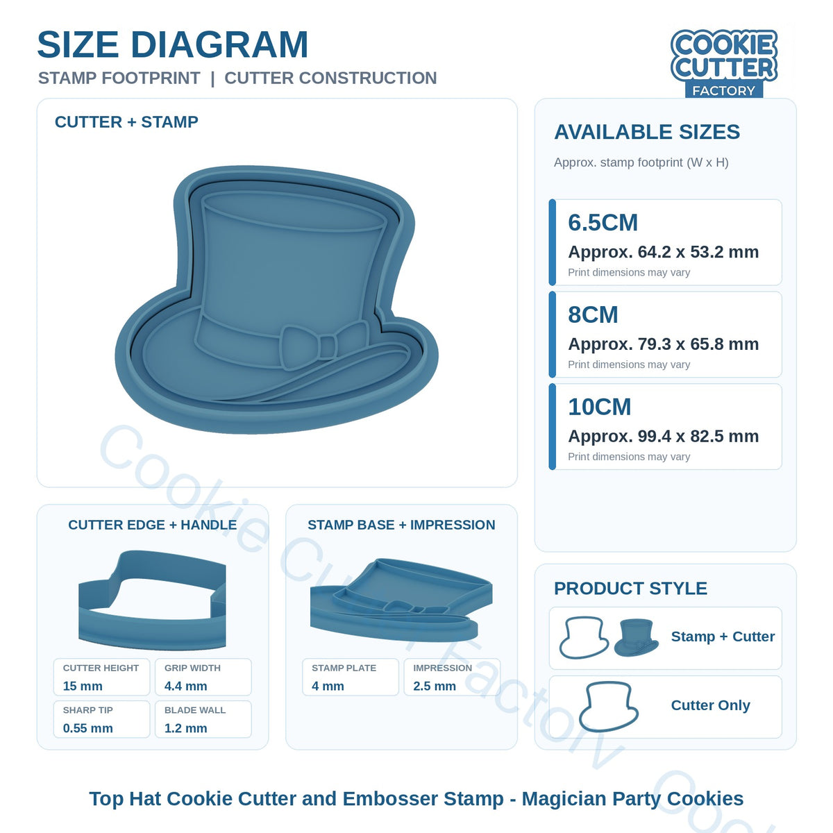 Top Hat Cookie Cutter and Embosser Stamp - Magician Party Cookies | CCF_APPROVED_MEDIA_V1:3:40a9f86fe8bc6f1f3ce7531c09a44072a88715d153cef22e7738723c68765dda