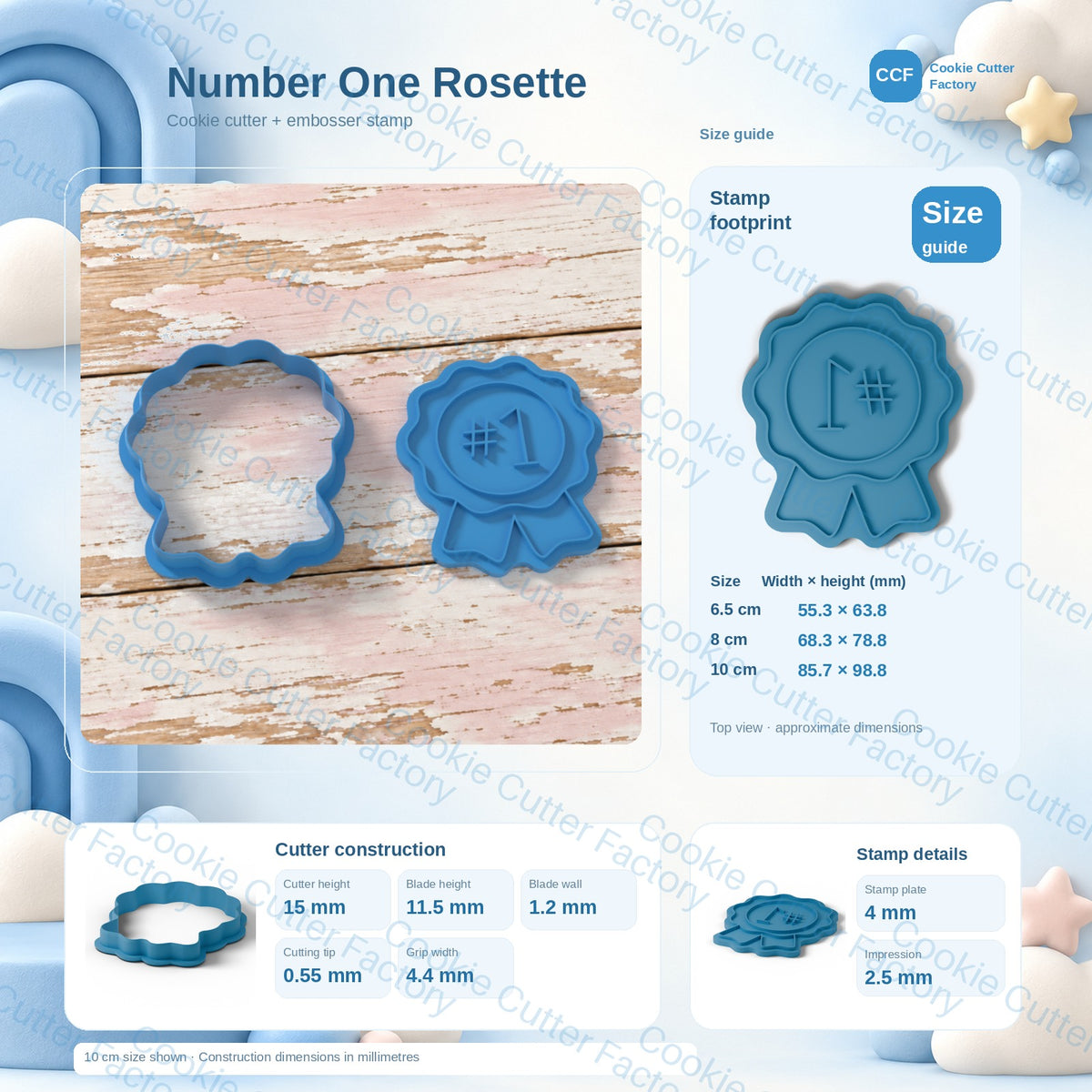 Number One Winner Rosette Cookie Cutter and Embosser Stamp | CCF_APPROVED_MEDIA_V1:3:59ee518da6ed9fb198dbc5bca00da846b0946e273b4139ab433807790c7fa7c3