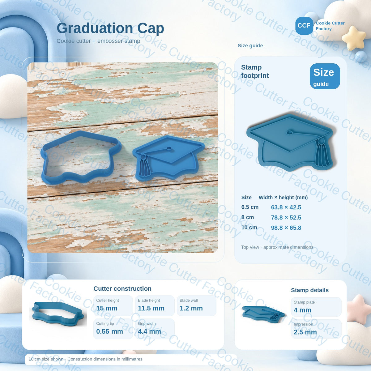 Graduation Cap with Tassel Cookie Cutter and Embosser Stamp | CCF_APPROVED_MEDIA_V1:3:3cdc70e0e340e44a0935dcfc0655d604a4a67a283f37a16c70bb7d5996b719df