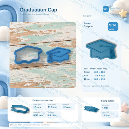 Graduation Cap with Tassel Cookie Cutter and Embosser Stamp | CCF_APPROVED_MEDIA_V1:3:3cdc70e0e340e44a0935dcfc0655d604a4a67a283f37a16c70bb7d5996b719df