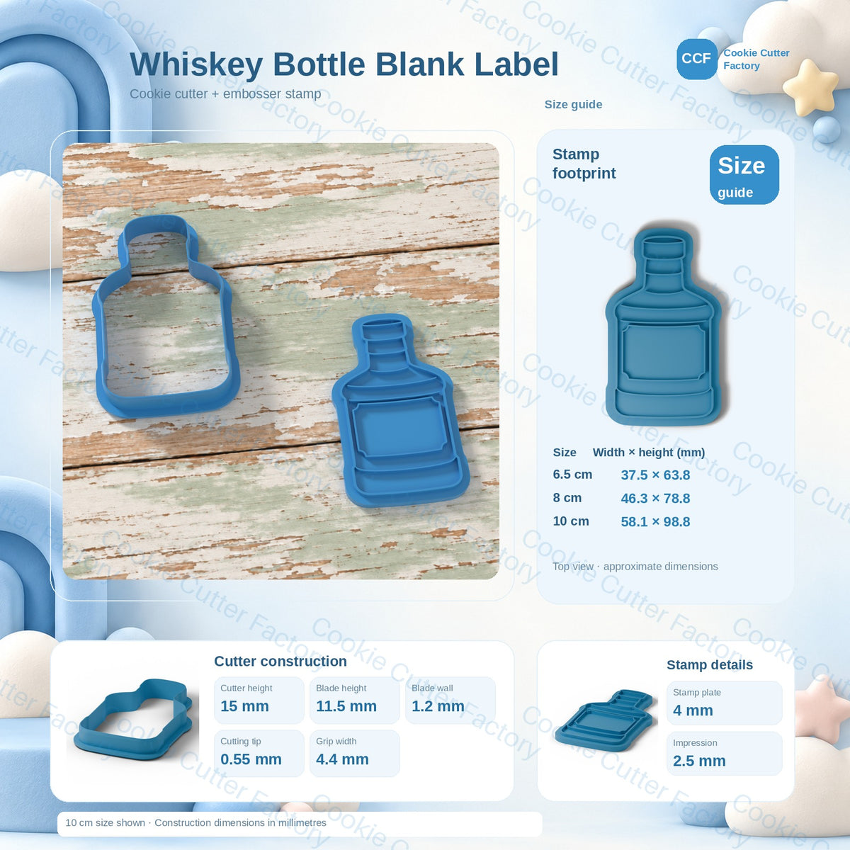 Liquor Bottle With Frame Label Cookie Cutter and Embosser Stamp | CCF_APPROVED_MEDIA_V1:3:a648edf7b7144171a20093b71e4756b1af765cea1d60f4891853bfdd2c09285b