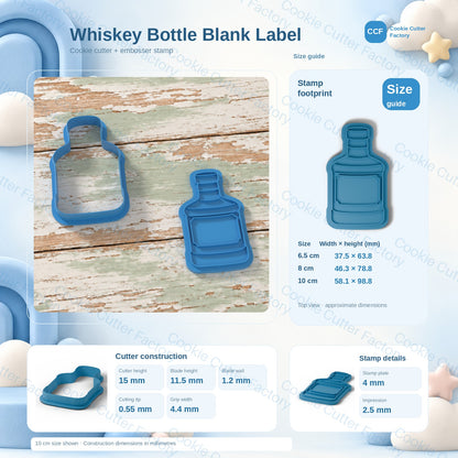 Liquor Bottle With Frame Label Cookie Cutter and Embosser Stamp | CCF_APPROVED_MEDIA_V1:3:a648edf7b7144171a20093b71e4756b1af765cea1d60f4891853bfdd2c09285b