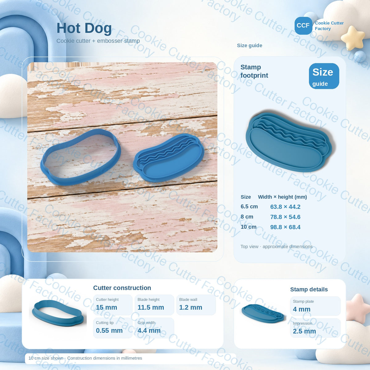 Hot Dog With Wavy Mustard Cookie Cutter and Embosser Stamp | CCF_APPROVED_MEDIA_V1:3:f9c5e64add15974bb3368dd065837488c3c7df13fbb07c4fafa7bfea17b64dc9