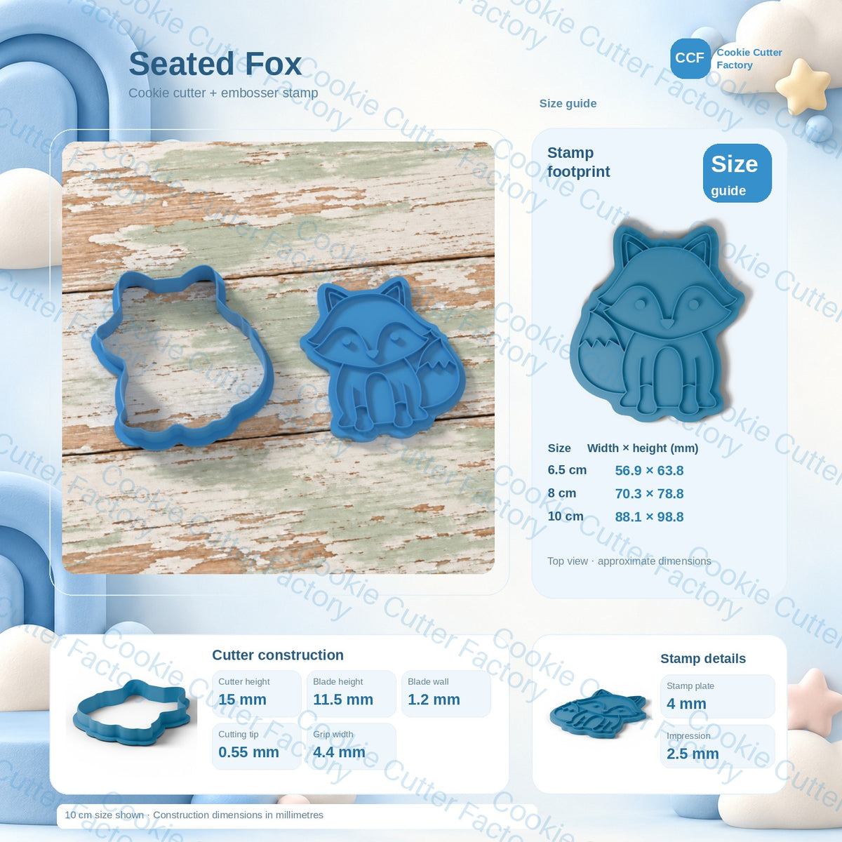 Seated Fox with Bushy Tail Cookie Cutter and Embosser Stamp | CCF_APPROVED_MEDIA_V1:3:ac49ff27926d07cc3886ea4e4b660cbfde647b3ea4c961e603a4d99aaf3608ea