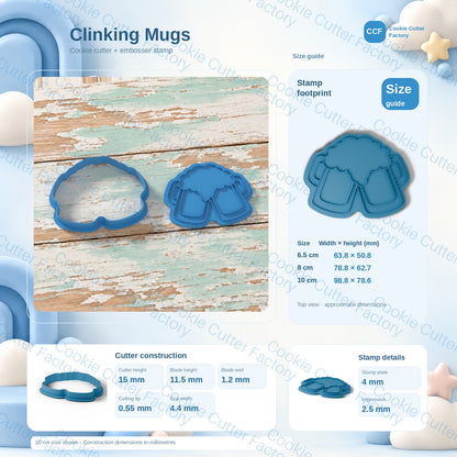 Clinking Beer Mugs Outline Cookie Cutter and Embosser Stamp | CCF_APPROVED_MEDIA_V1:3:47fa72aedbd824a0a3809db385dfd95de05c74d036e800980f2cb5e03ca96b3f