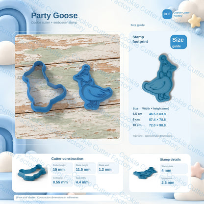 Party Hat Goose Cookie Cutter and Embosser Stamp | CCF_APPROVED_MEDIA_V1:3:aa2dc9abe43b9f18ae5a068c8ffa91c971bf63d7bce62cb9df15e614be49a086