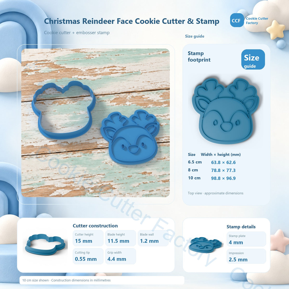 Christmas Reindeer Face Cookie Cutter & Stamp | CCF_APPROVED_MEDIA_V1:3:f322b74d948d5c8d837d35a856ed7bdb64b3c283134310ec83a4ec60be7accb3