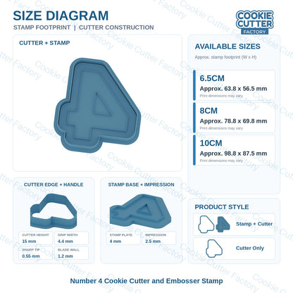 Bold Four 4 Birthday Cookie Cutter and Embosser Stamp | CCF_APPROVED_MEDIA_V1:3:94adb8d22953a3b949d168e4098e35fe92009d3e20d19e5057bb9f30b5053ef7