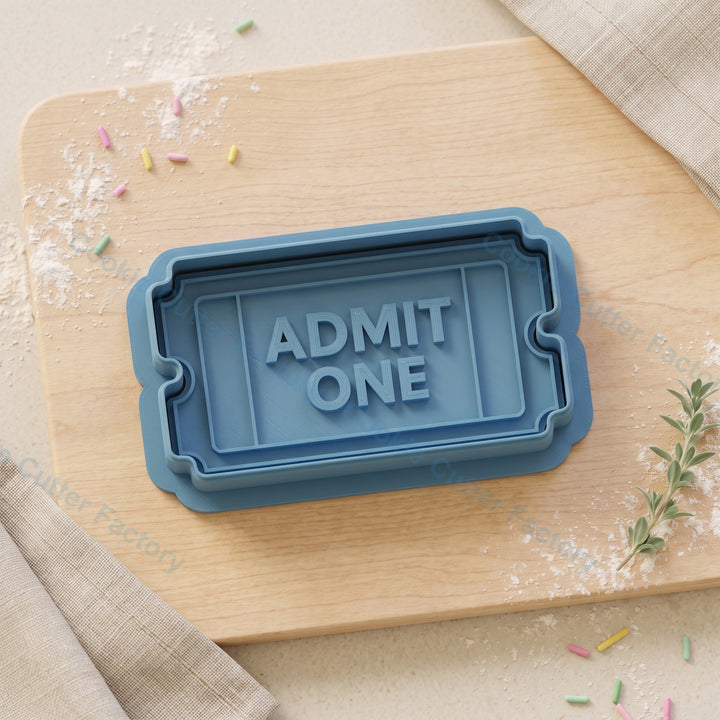 Admit One Ticket Cookie Cutter and Embosser Stamp - Event Cookies