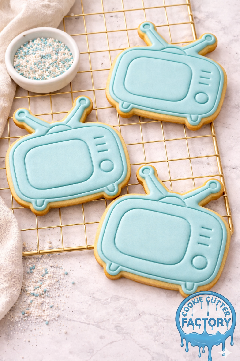 Retro Television TV Cookie Cutter and Embosser Stamp | Vintage 80s 90s Media, Nostalgia Party