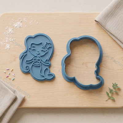 Ariel Mermaid Cookie Cutter and Embosser Stamp - Under the Sea Party
