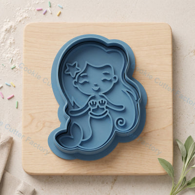 Ariel Mermaid Cookie Cutter and Embosser Stamp - Under the Sea Party