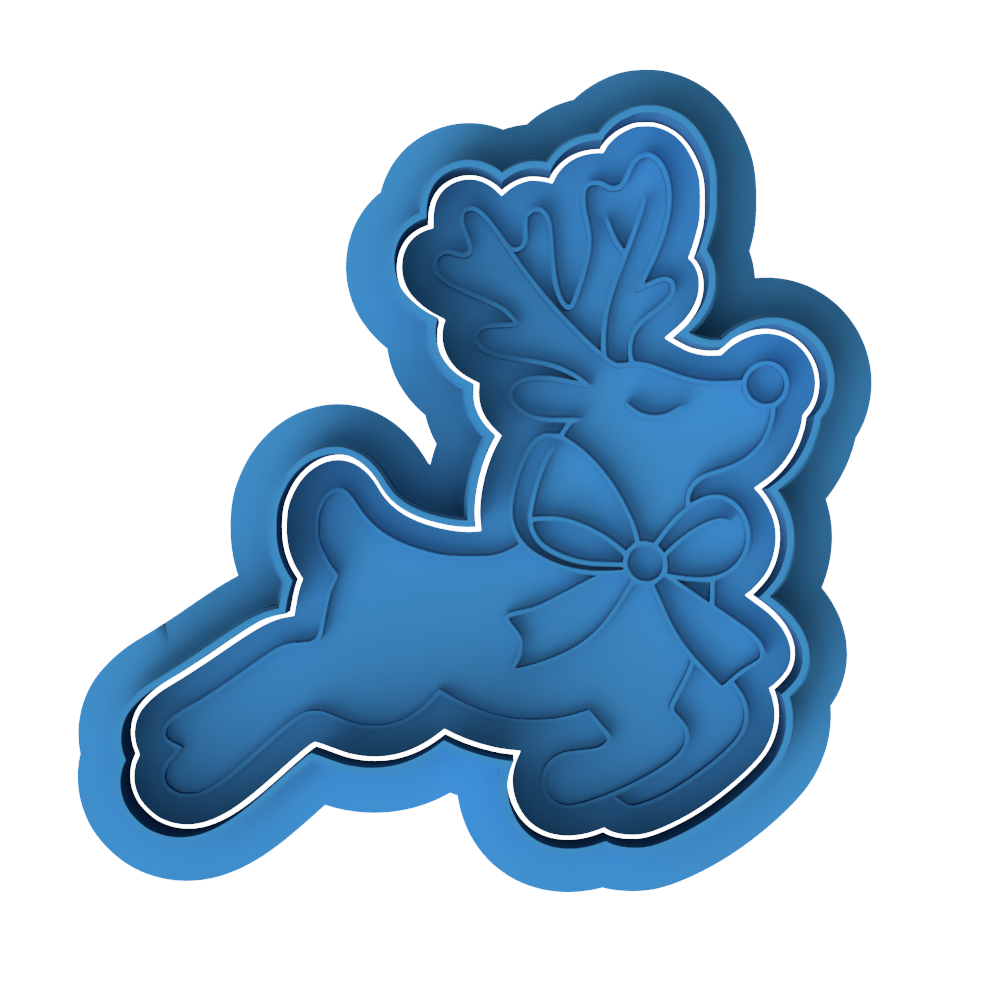 Leaping Reindeer with Bow Cookie Cutter and Embosser Stamp Set | Christmas, Elegant