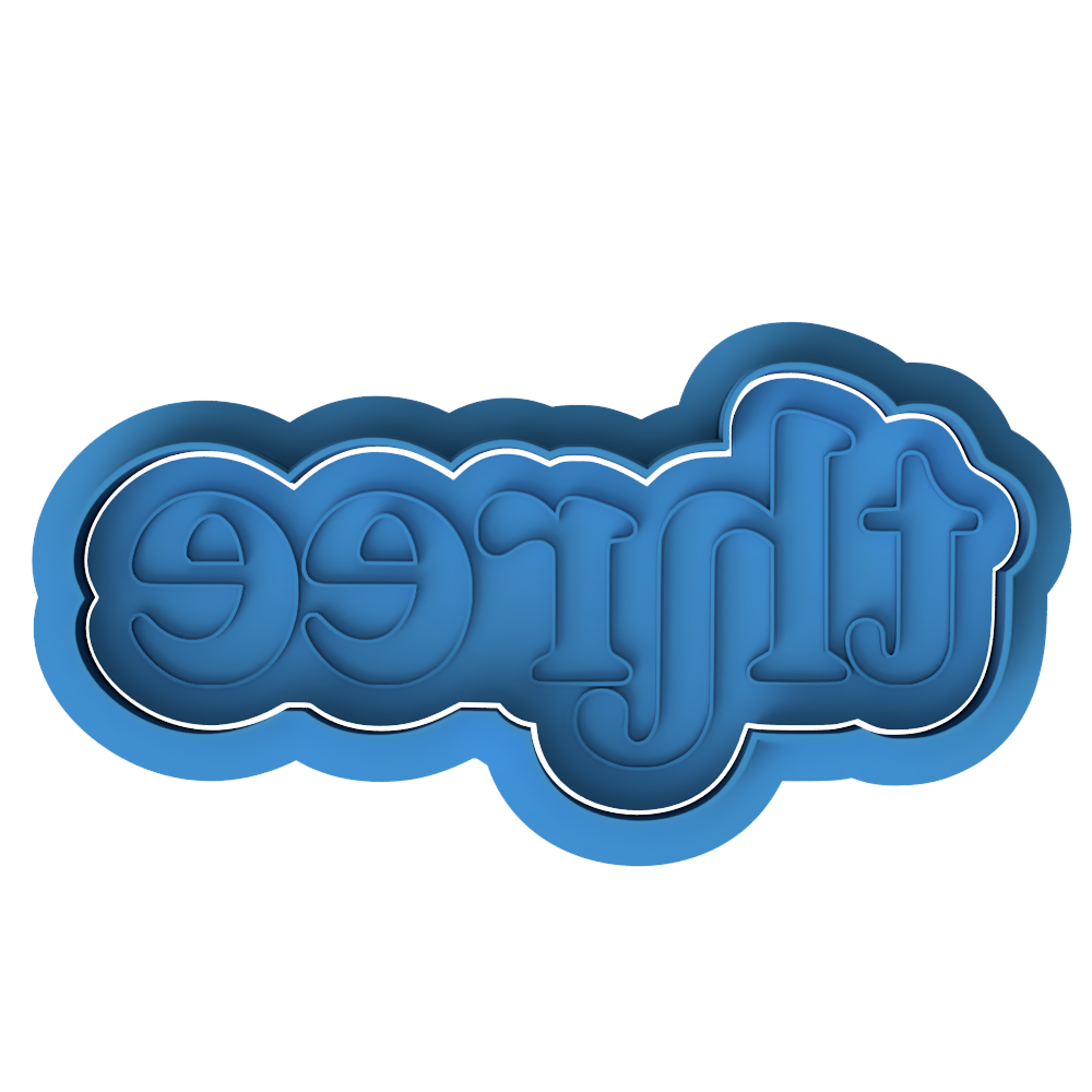 Third Birthday "three" Plaque Cookie Cutter and Embosser Set | Milestone, Number Three