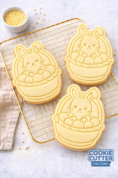 Easter Bunny in Basket Cookie Cutter and Embosser Set – Easter Collection