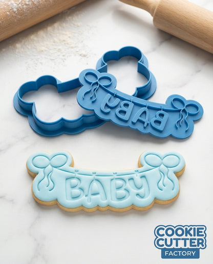 Baby Bunting Banner Cookie Cutter and Embosser Set – Baby Shower Baking Tool