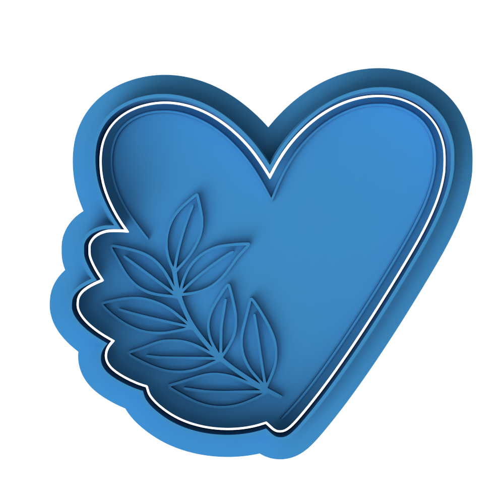 Floral Heart with Leaves Cookie Cutter and Embosser Stamp | Boho, Botanical, Wedding, Valentine