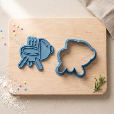 BBQ Grill Cookie Cutter and Embosser Stamp - Father's Day Party Cookies