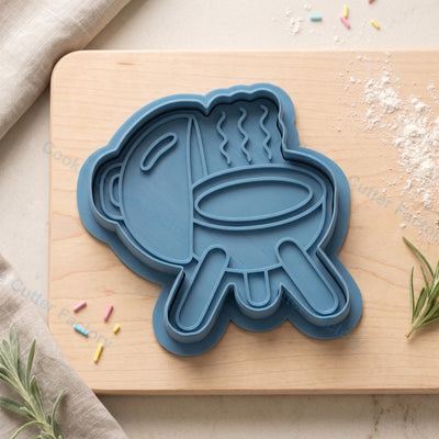 BBQ Grill Cookie Cutter and Embosser Stamp - Father's Day Party Cookies